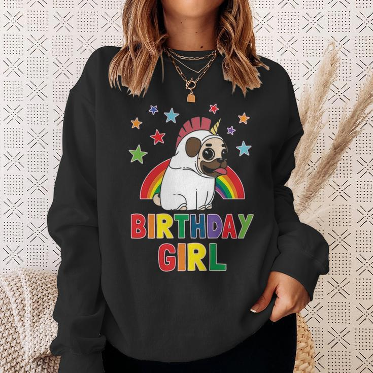 Girl Birthday Unicorn Pug B Day Party Kids Idea Unipug Sweatshirt Gifts for Her