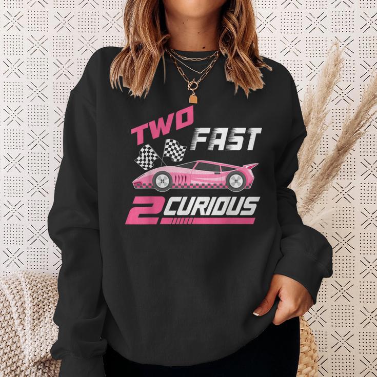 Girl Race Car Birthday Decorations Two Fast 2 Curious 2Nd Sweatshirt Gifts for Her