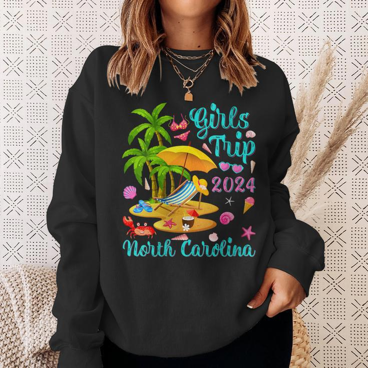 Girls Trip 2024 Palm Tree Sunset North Carolina Beach Sweatshirt Gifts for Her