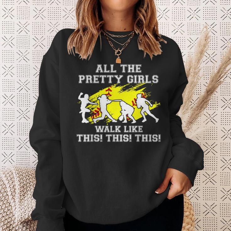 Girls Walk Like This Softball Pitcher N Youth Women Sweatshirt Gifts for Her