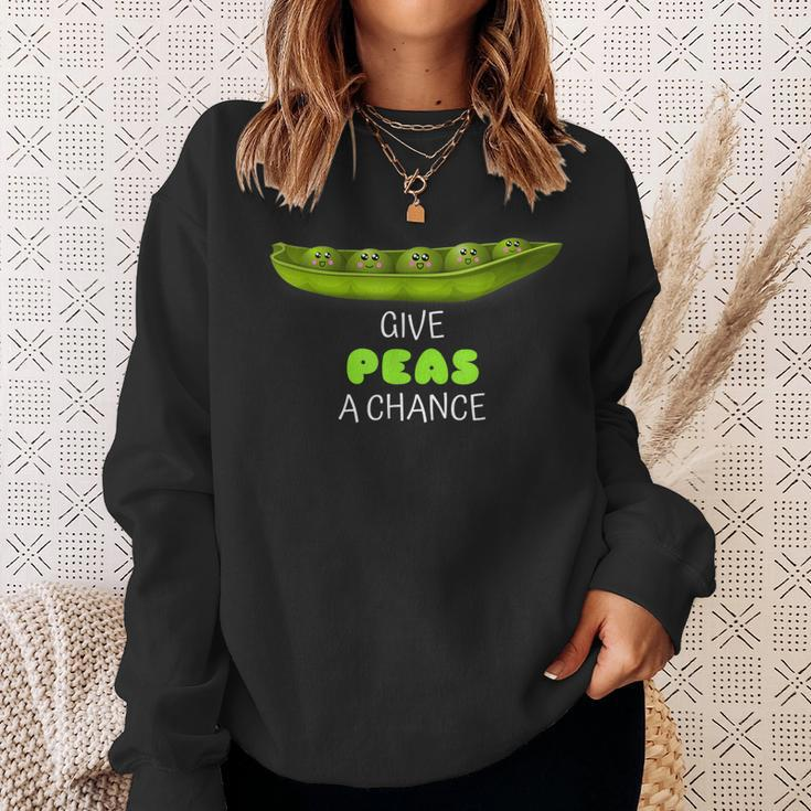 Give Peas A Chance Cute Pea Pun Sweatshirt Gifts for Her