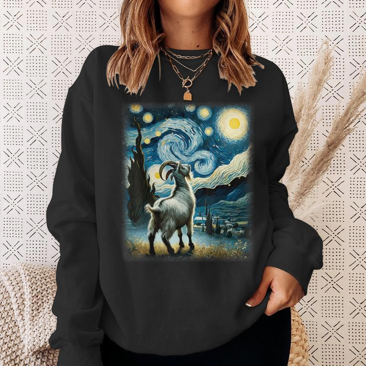 Goat Star Gazer Artistic Van Gogh Style Starry Night Goat Sweatshirt Gifts for Her