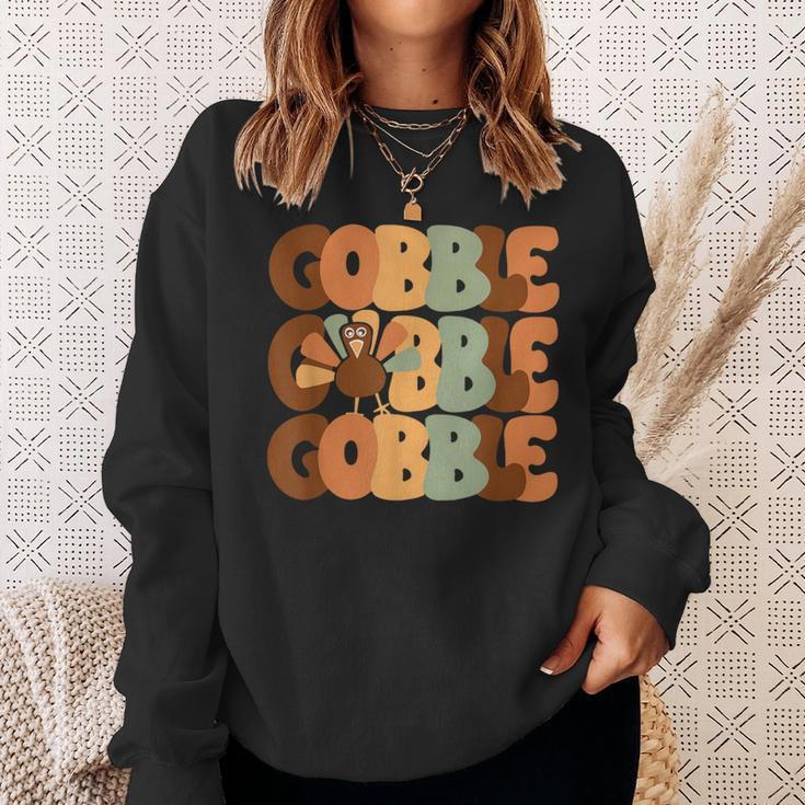 Gobble Turkey Day Happy Thanksgiving Sweatshirt Gifts for Her