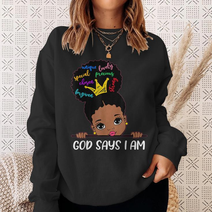 God Says I Am Melanin Girls Black History Junenth Toddler Sweatshirt Gifts for Her