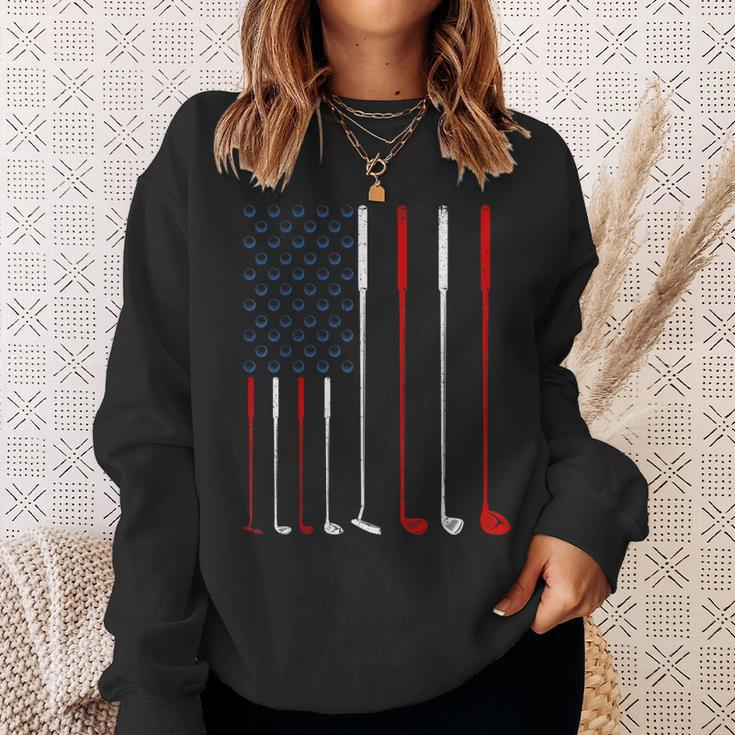 Golf Clubs American Flag Sweatshirt Gifts for Her