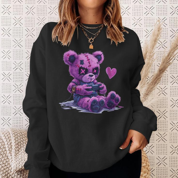 Goth Pastel Cute Creepy Kawaii Gamer Teddy Bear Gaming Sweatshirt Gifts for Her
