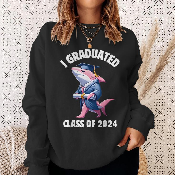 I Graduated Graduate Class Of 2024 Shark Graduation Sweatshirt Gifts for Her