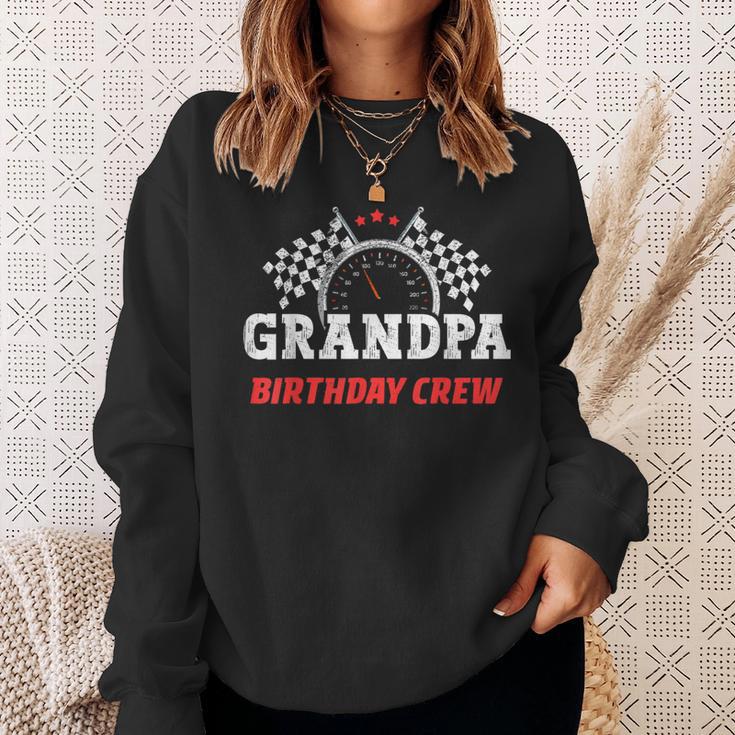 Grandpa Birthday Crew Race Car Theme Party Racing Car Driver Sweatshirt Gifts for Her