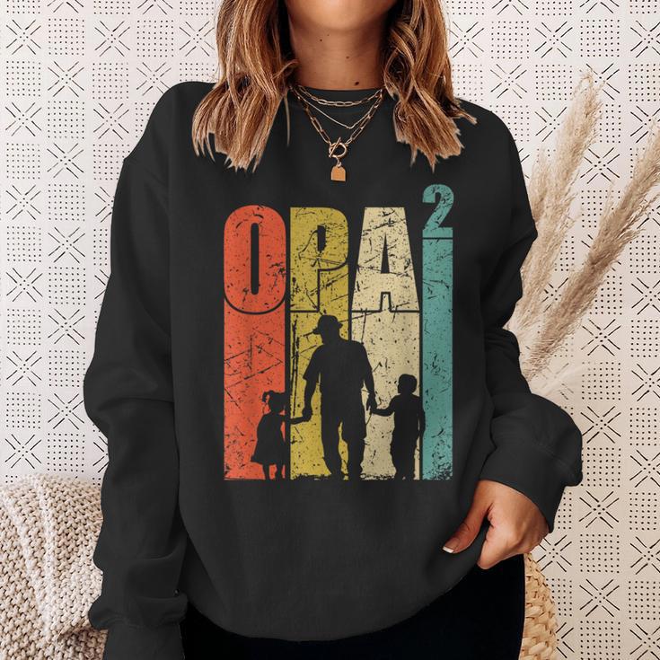 Grandpa Hoch 2 Doppelfach Opa Der Opa Mit 2 Grandchildren Sweatshirt Geschenke für Sie