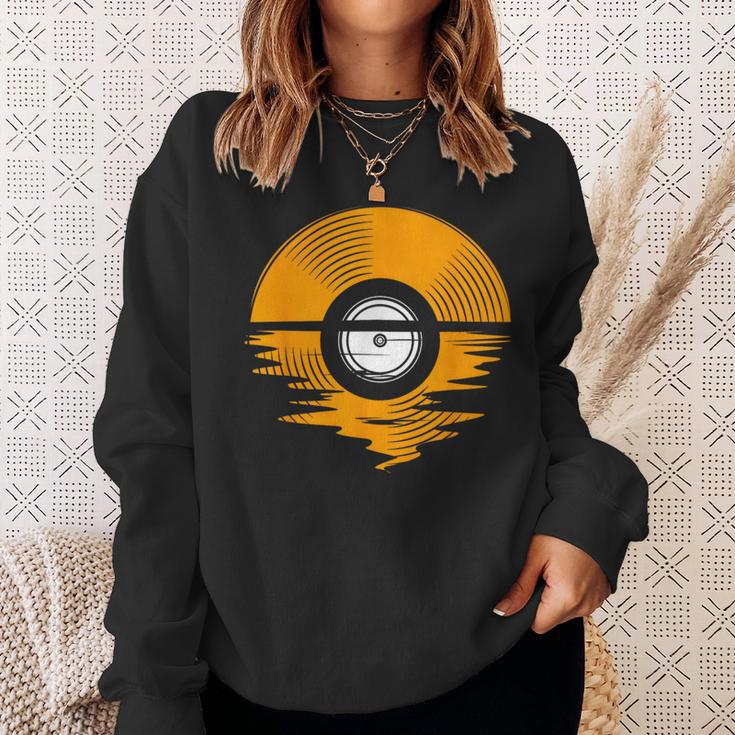 Great Vinyl Record Sunset Vintage Turntable Dj Sweatshirt Gifts for Her