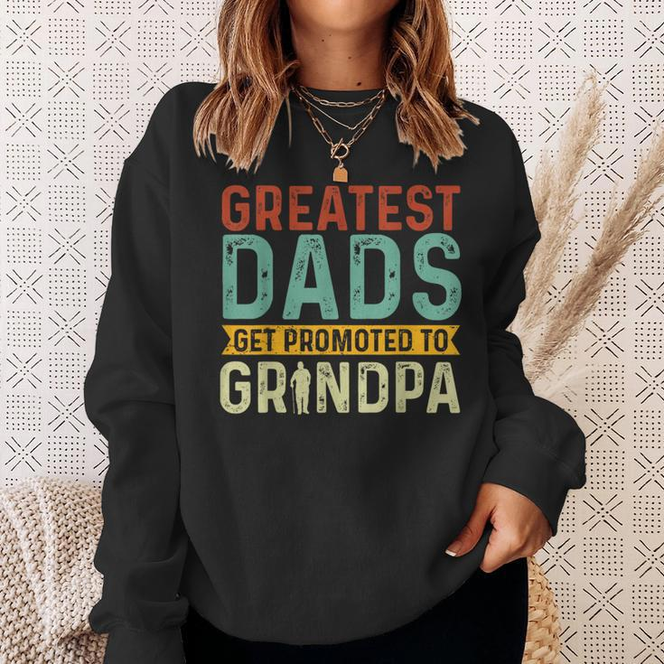Greatest Dads Get Promoted To Grandpa Est 2024 Father's Day Sweatshirt Gifts for Her