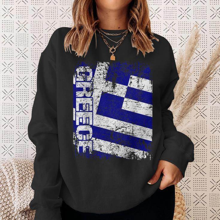 Greece Flag Vintage Distressed Greece Sweatshirt Gifts for Her