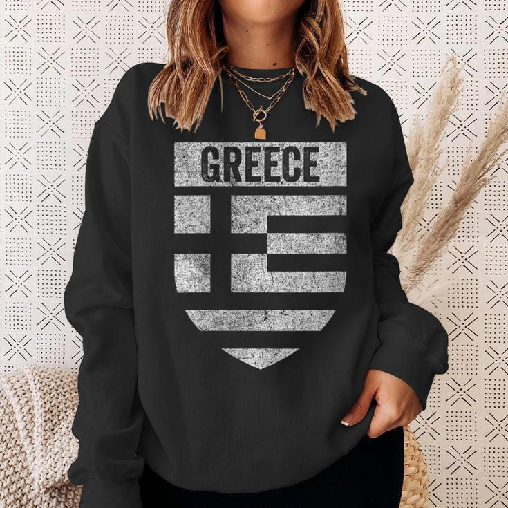 Greek Flag Cool Distressed Vintage Look Flag Of Greece Pride Sweatshirt Gifts for Her