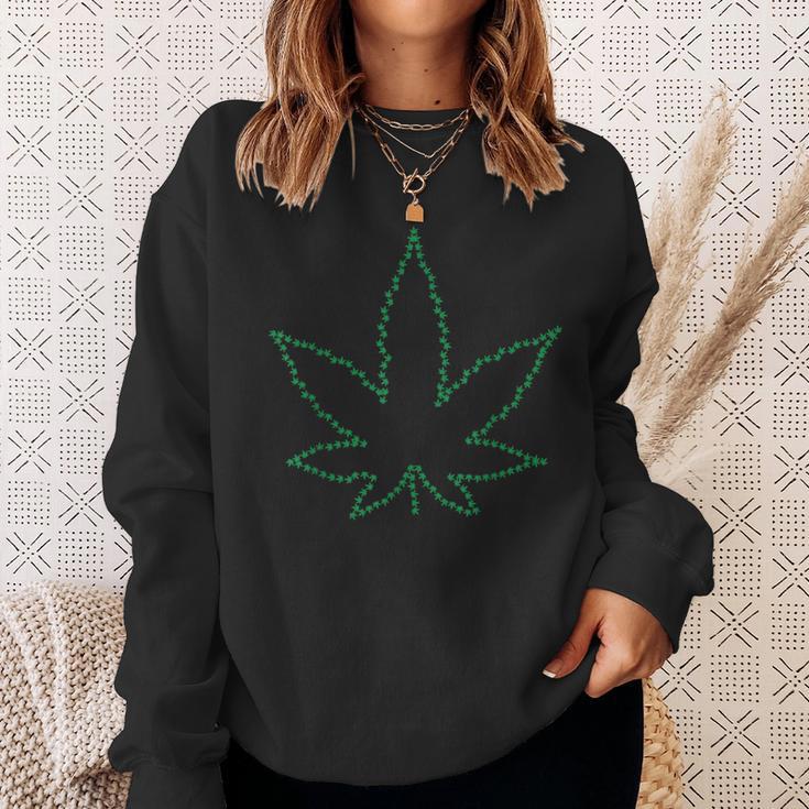 Green Pot Leaf Outline Cool Sweatshirt Gifts for Her