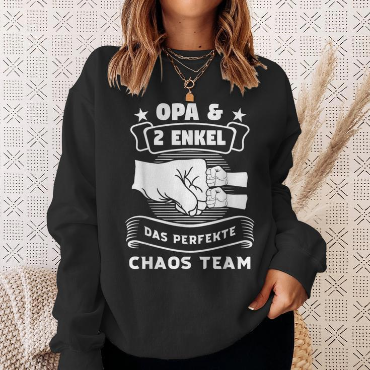 Großvater & 2 Enkel Chaos Team Schwarz Sweatshirt - Familie Spaß Geschenke für Sie