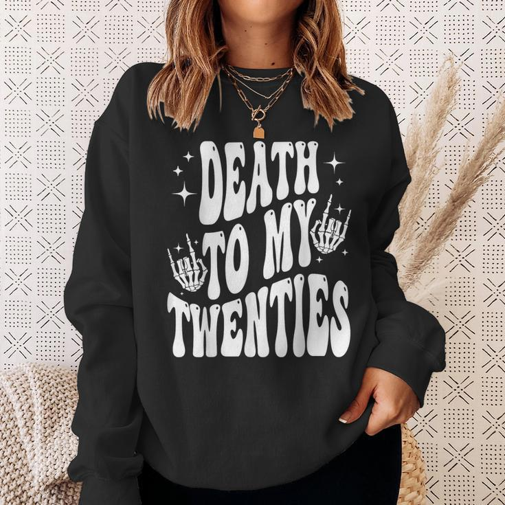 Groovy Death To My Twenties RIP 20S 30Th Birthday Skeleton Sweatshirt Gifts for Her