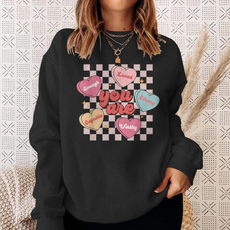 Groovy You Are Loved Worthy Chosen Trendy Valentines Day Sweatshirt Gifts for Her