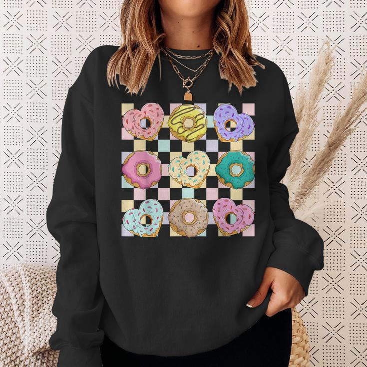 Groovy Retro Valentine Donuts Heart Candy Teacher Sweatshirt Gifts for Her