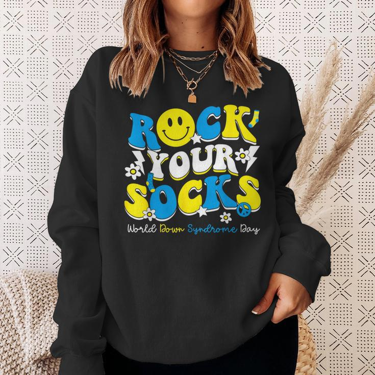 Groovy Rock Your Socks World Down Syndrome Awareness Day Kid Sweatshirt Gifts for Her