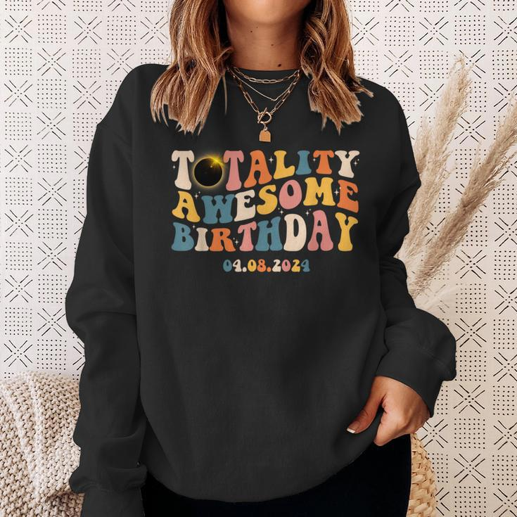 Groovy Total Solar Eclipse April 8 2024 Totality Birthday Sweatshirt Gifts for Her