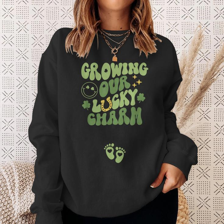 Growing Our Lucky Charm St Patrick's Day Pregnancy Maternity Sweatshirt Gifts for Her