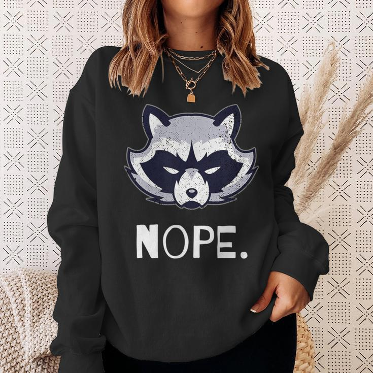 Grumpy Raccoon Nope Face StatementSweatshirt Gifts for Her