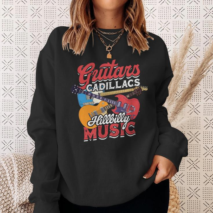 Guitars Cadillacs Hillbilly Music Guitarist Music Album Sweatshirt Gifts for Her