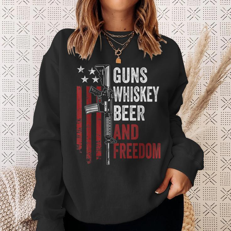 Guns Whisky Beer And Freedom Drinking Ar15 Gun Sweatshirt Gifts for Her