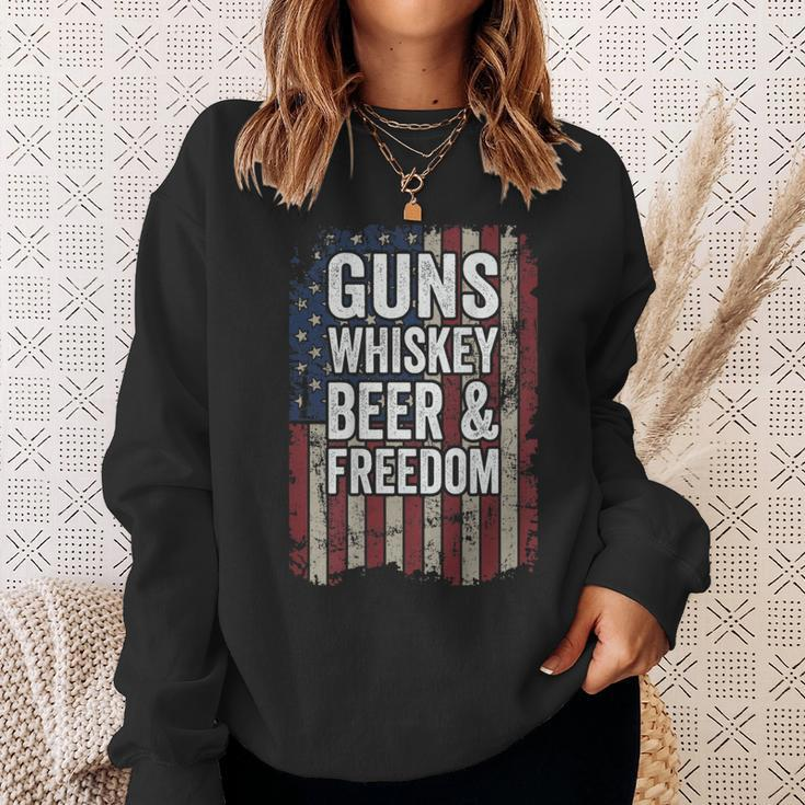 Guns Whisky Beer And Freedom Pro Gun Usa On Back Sweatshirt Gifts for Her