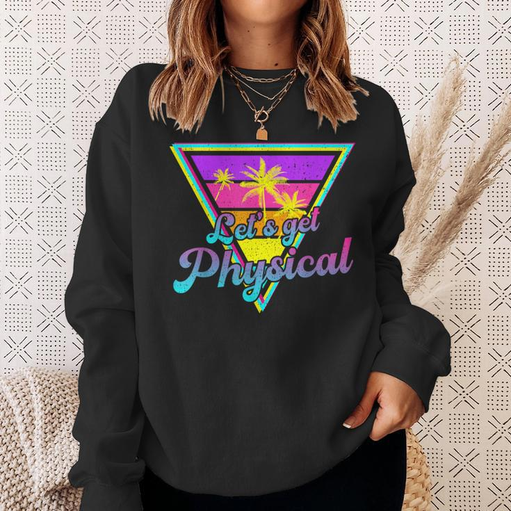 Gym Let's Get Physical Workouts Lover Fitness Sunset Vintage Sweatshirt Gifts for Her
