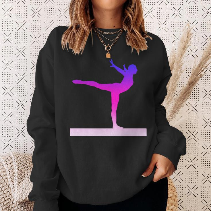 Gymnastics Balance Beam Pink And Purple Watercolor Sweatshirt Gifts for Her