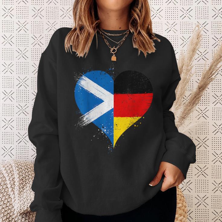 Halb Schottisch Halb Deutsch Ein Coole Flaggen In Liebe Herz Sweatshirt Geschenke für Sie