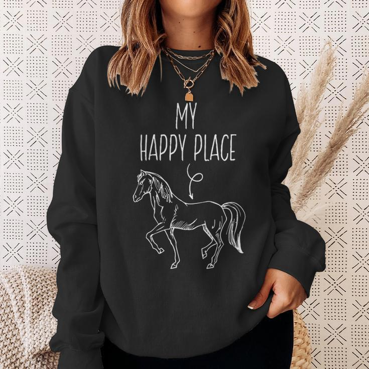 My Happy Place Horse Lover Horseback Riding Equestrian Sweatshirt Gifts for Her