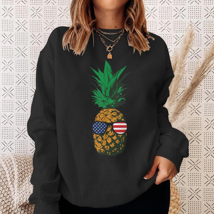 Hawaiian Pineapple American Flag Sunglasses 4Th Of July Sweatshirt Gifts for Her