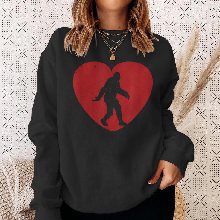 I Heart Bigfoot Sasquatch Yeti Valentines Day Sweatshirt Gifts for Her