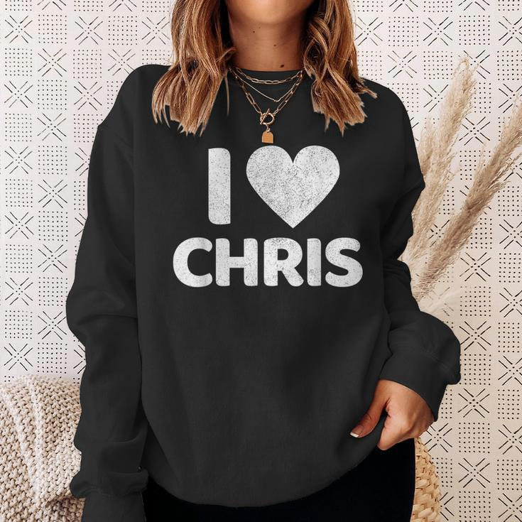 I Heart Love Chris Boyfriend Name Chris Sweatshirt Gifts for Her