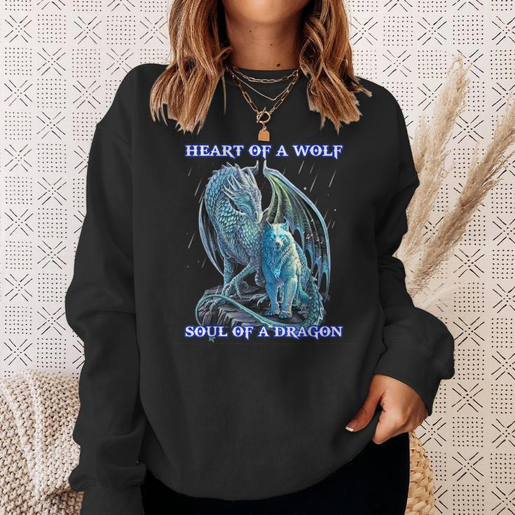 Heart Of Wolf Soul Of A Dragon Sweatshirt Gifts for Her