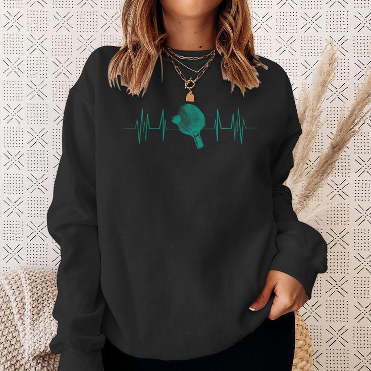 Heartbeat Ping Pong Game Balls Tables Tennis Sweatshirt Gifts for Her