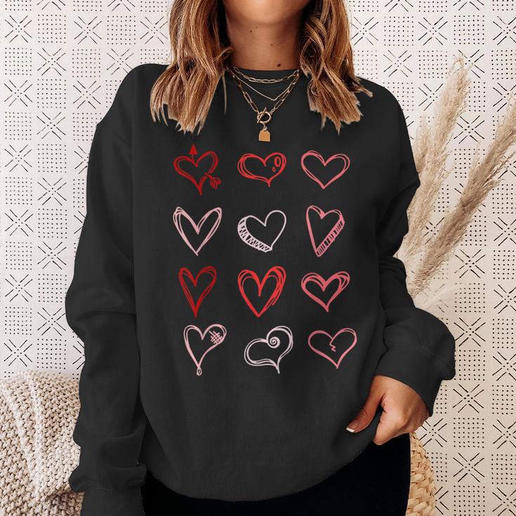 Hearts Pattern Valentines Day Cute Love V-Day Pajama Sweatshirt Gifts for Her