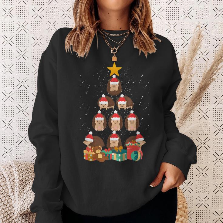 Hedgehog Christmas Tree Animal Lover Holiday Apparel Sweatshirt Gifts for Her