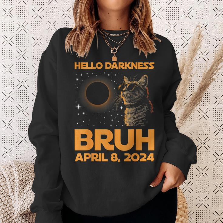 Hello Darkness Bruh Cat Lover Solar Eclipse April 08 2024 Sweatshirt Gifts for Her