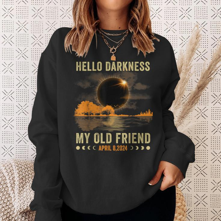 Hello Darkness My Friend Solar Eclipse April 8 2024 Sweatshirt Gifts for Her