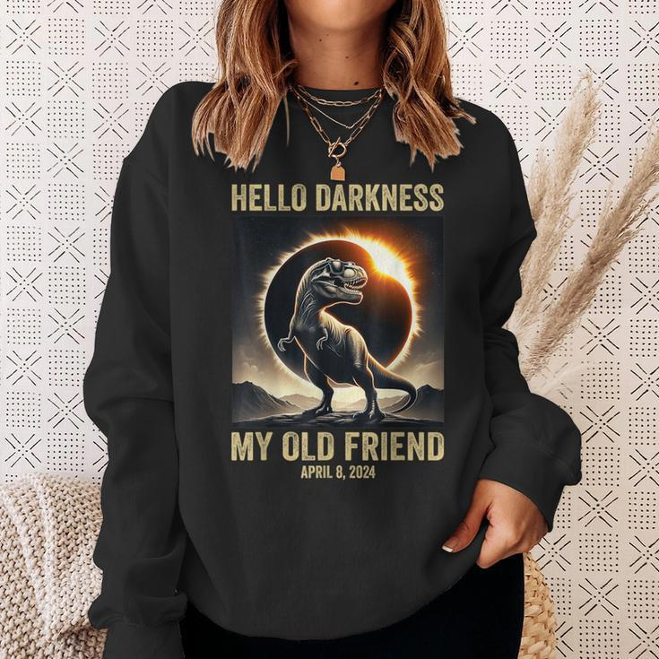 Hello Darkness Dino T-Rex Solar Eclipse April 8 2024 Sweatshirt Gifts for Her