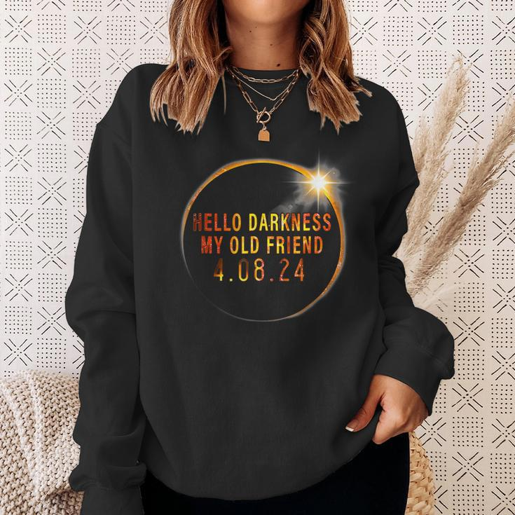 Hello Darkness My Old Friend 2024 Solar Eclipse Sweatshirt Gifts for Her