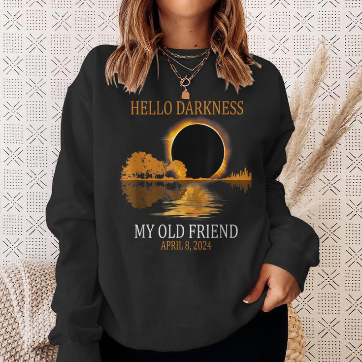 Hello Darkness My Old Friend Total Solar Eclipse 2024 Sweatshirt Gifts for Her