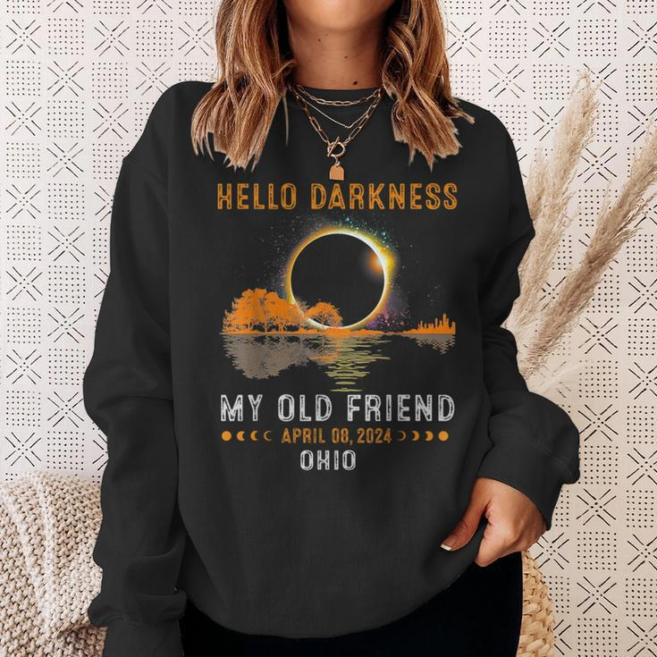 Hello Darkness My Old Friend Total Solar Eclipse 2024 Ohio Sweatshirt Gifts for Her
