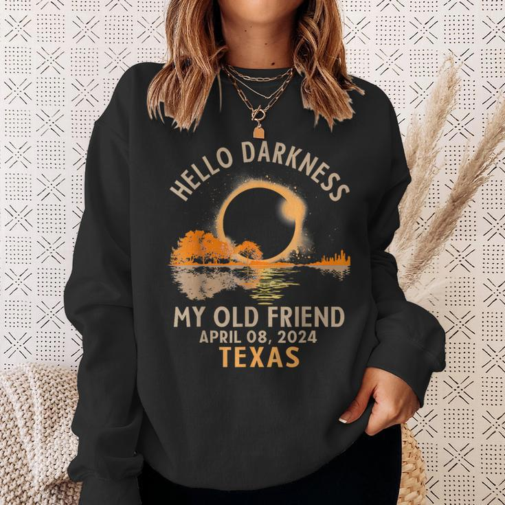 Hello Darkness My Old Friend Total Solar Eclipse 2024 Texas Sweatshirt Gifts for Her