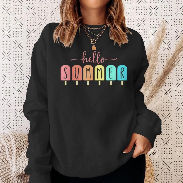 Hello Summer Cool Colorful Popsicle Graphic Sweatshirt Gifts for Her