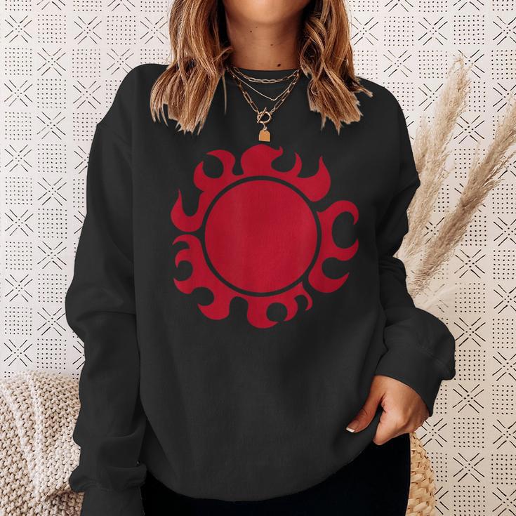 Herren Sweatshirt Rotes Tribal-Sonnenmotiv, Grafiktee Schwarz Geschenke für Sie