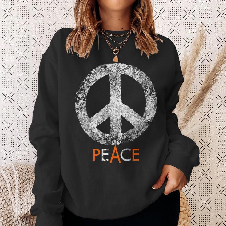 Hippie Peace Ban The Bomb Distressed Vintage Retro Graphic Sweatshirt Gifts for Her